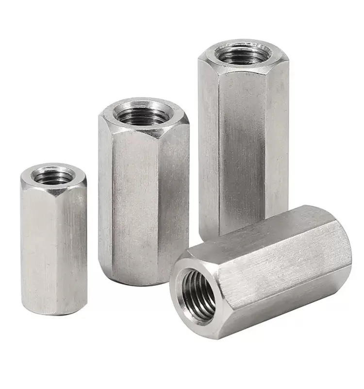 304 316 410 Stainless Steel Connection Thread Nut Threaded Bar Stud Extend Hexagon Hex Standoff Long Rod Coupling Nut