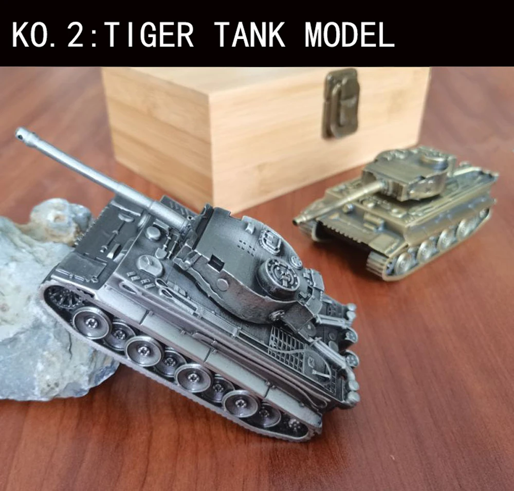 Metal alloy  Tiger tank  Ornaments 360 degree of the Gun high hand-made can custom