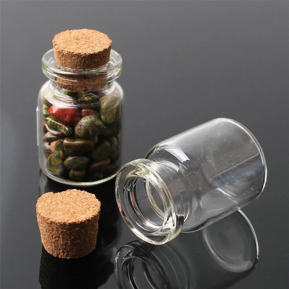 Wholesale 22*30mm Wishing Bottles Put Mini StoneVarious Mini Glass Bottles Vial With Cork Stopper Storage Pendant