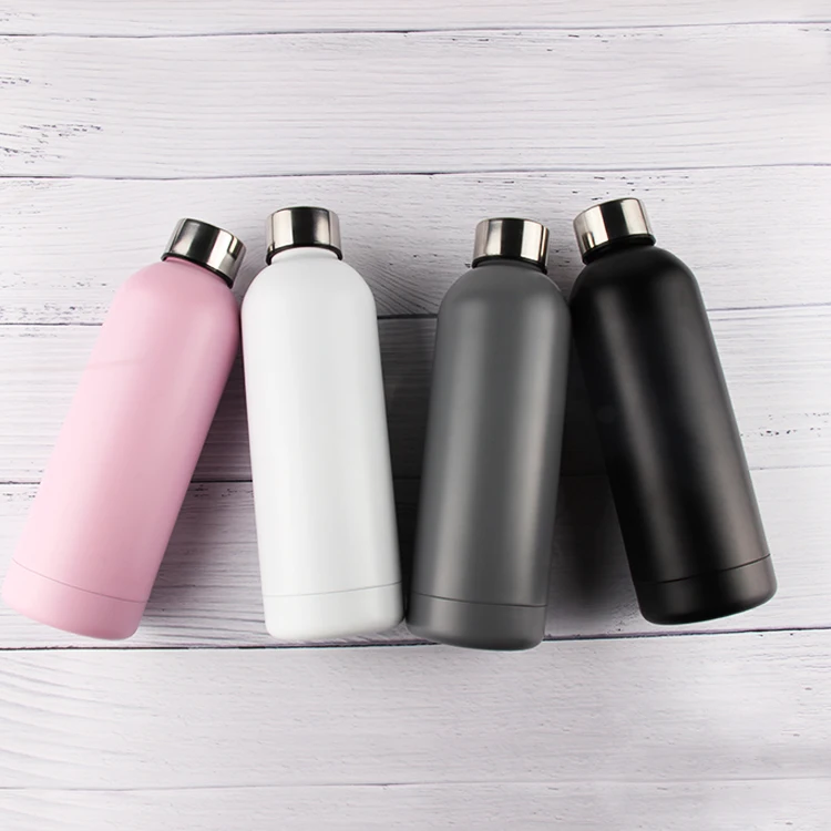 
New Arrival Sport Portable Double Walled Thermos Tumbler Custom Stainless Steel Water Bottle 500ml With Rubber Strap 