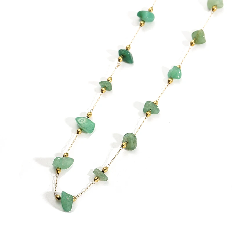 Spot Wholesale Non-tarnish Stainless Steel Plating 14k Golden Natural Stone Crystal Necklace Healing Jewelry