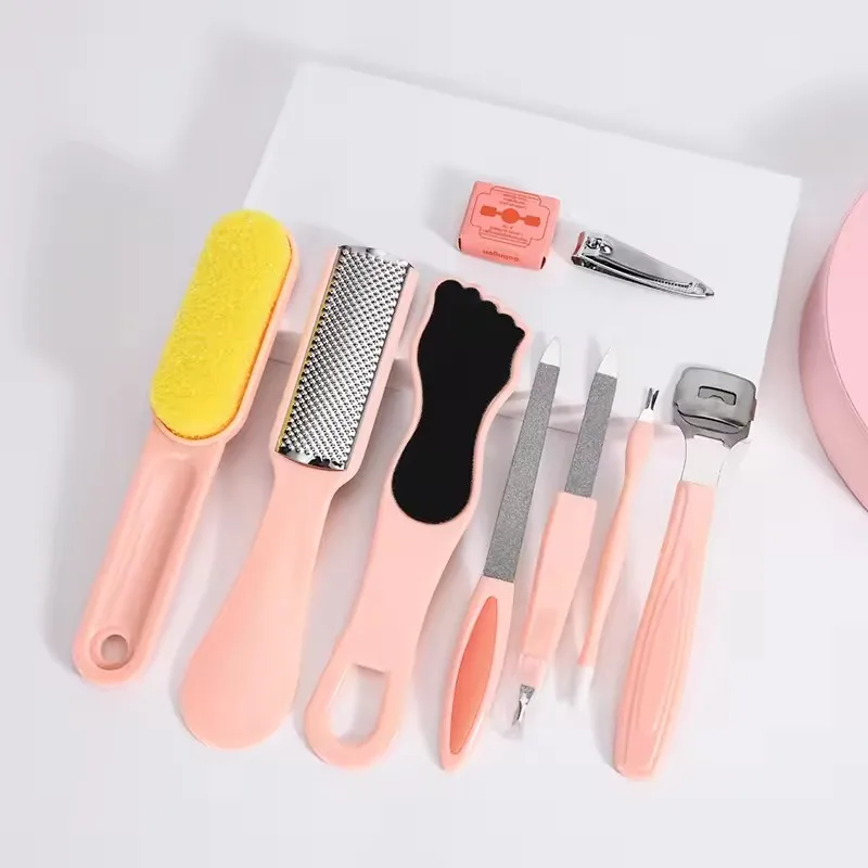 Multifunction Professional 9pcs Light Orange Manicure Pedicure Set Nail Care