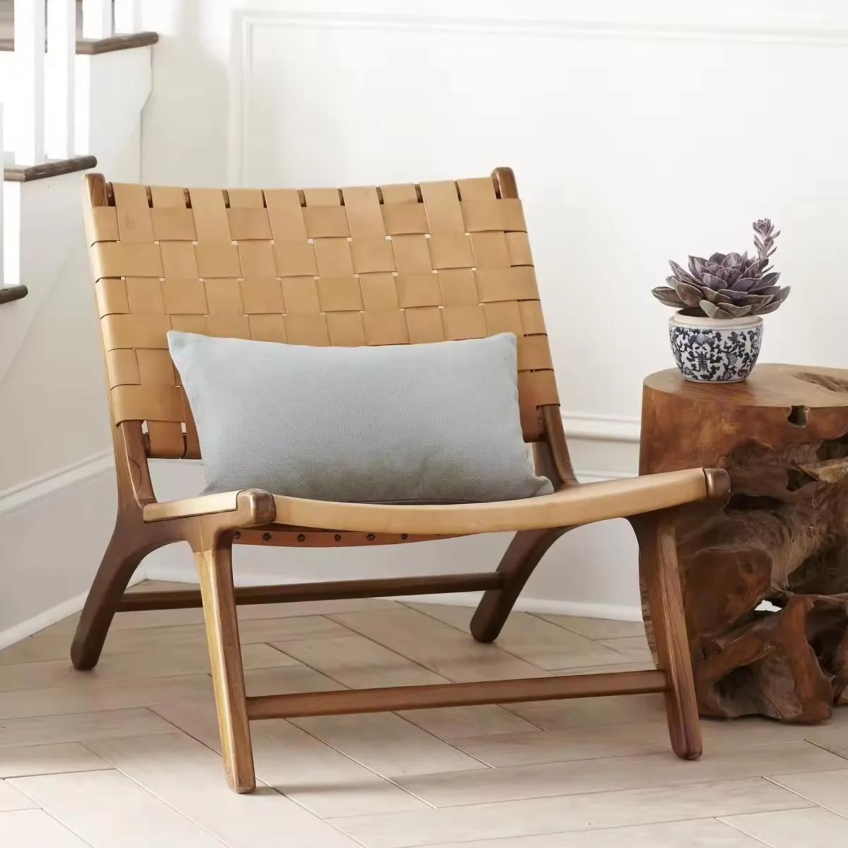 Good selling modern minimalist simple velvet fabric comfort leisure wooden living room lounge reclining chair