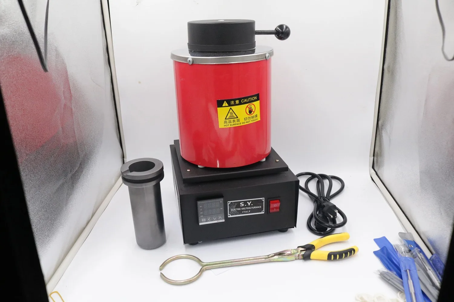 1100℃ High Temperature Electric Induction 1400W 1kg/2kg/3kg Crucible Jewelry Metal Gold Silver Melting Furnace with Oil Groove