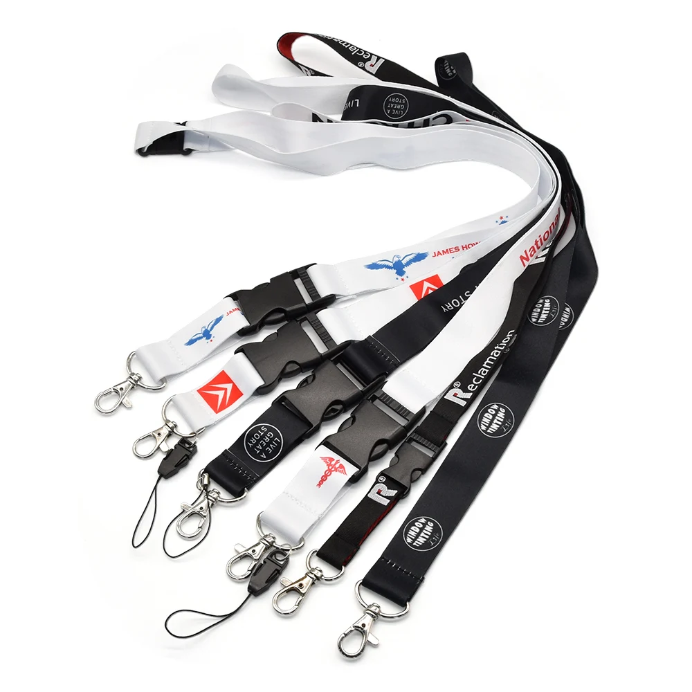 High quality breakaway custom silkscreen printing logo polyester airbus lanyards for mobile phone