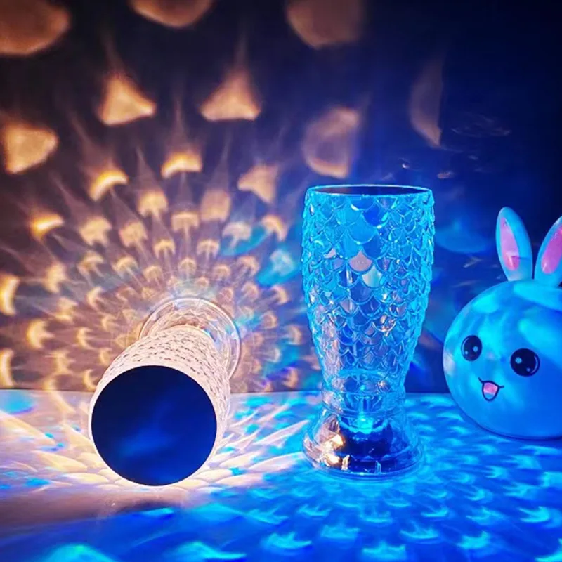 2024 New Design Touch Sensor LED Crystal Winebowl Table Lamp Battery Operate Restaurant Rechargeable LED Desk Table Lamp Lights