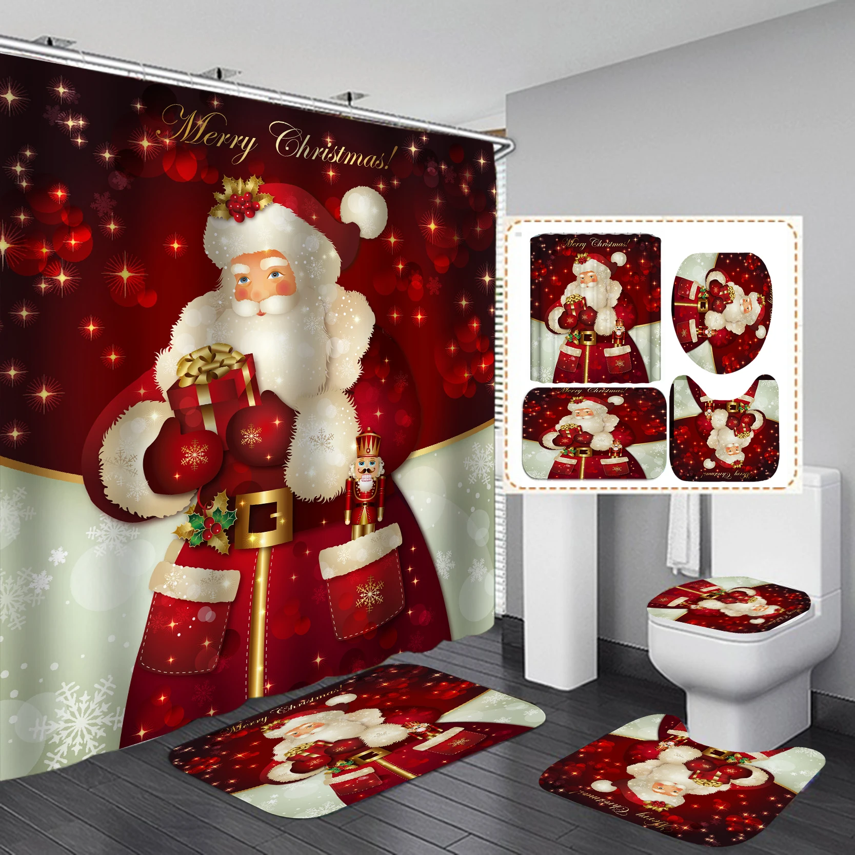 Christmas shower curtain with low price