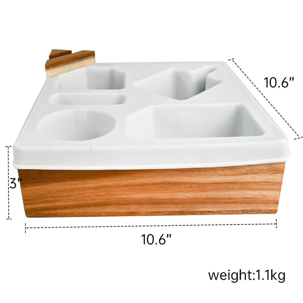 Bamboo Sofa Cup Holder Sofa Caddy  with Rotatable Phone Holder, Waterproof Handy Couch Caddy