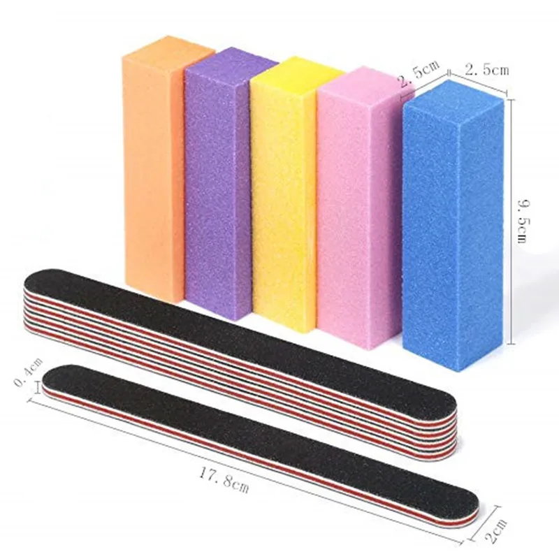 new arrival 100/180 Grit 12Pcs/Pa Nail Files and Buffer Professional Manicure Tools Kit Rectangular Art Care Buffer Block Tools
