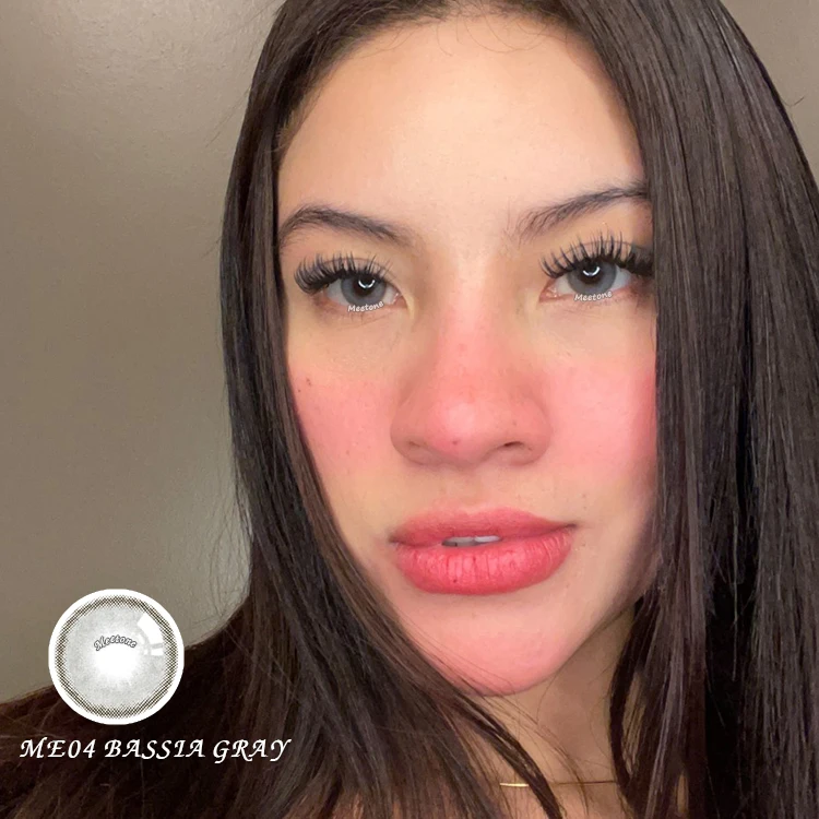 Cheap price wholesale Meetone Russian Brown Gray Blue fresh cosmetic color eye 3 tone prescription contact lenses