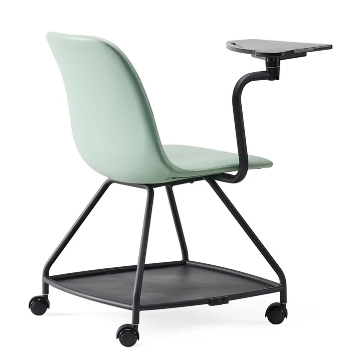 pu leather upholstery office and school conference meeting training room chair with wheel and writing pad