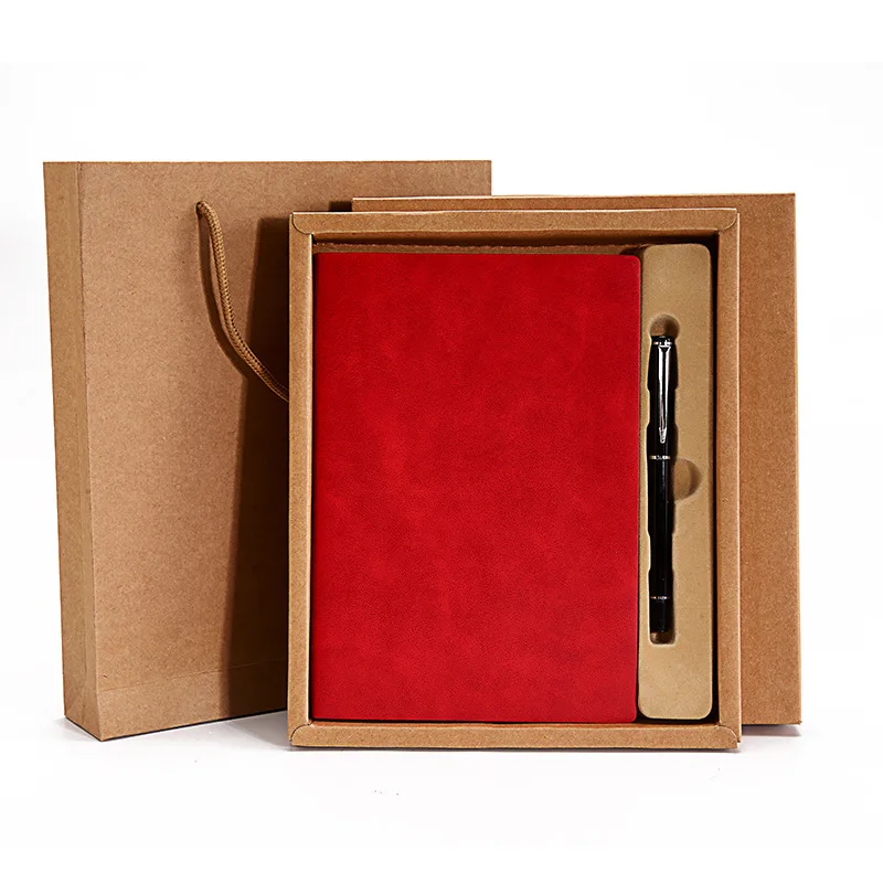 2022 notebook Custom logo notebook planner printing  pu leather a5 diary notebook with pen box