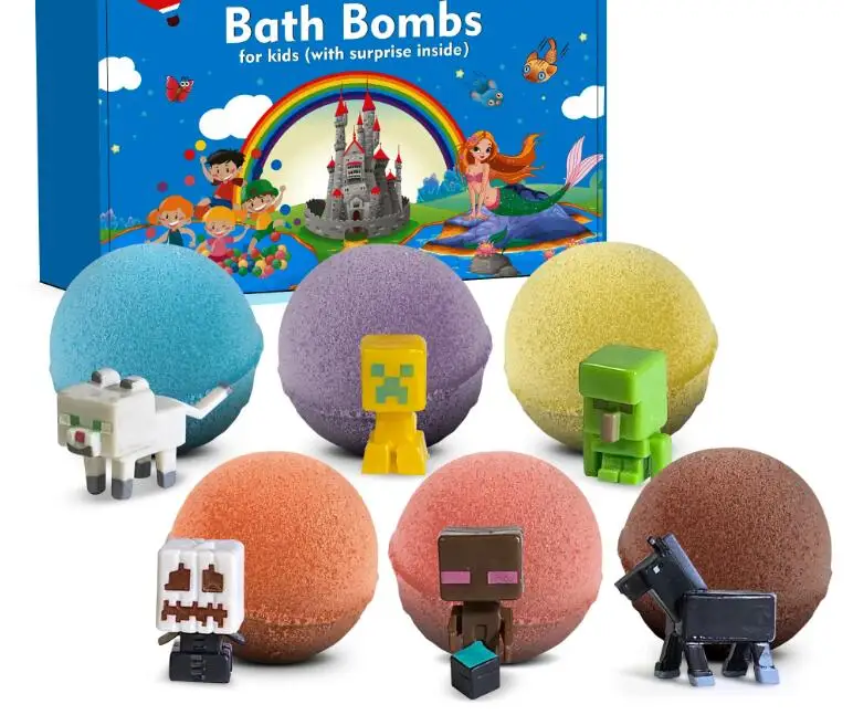 Hotsale Handmade Surprise Toys Inside Bubble Bath Kids Shower Products Natural Holiday Gift Surprise Bath Bomb Set