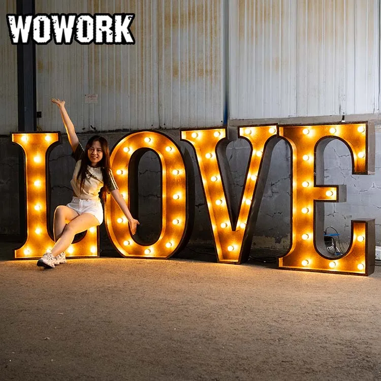 2024 WOWORK fushun electronic signs waterproof Party supplies steel led wedding letter LOVE light for event decoration