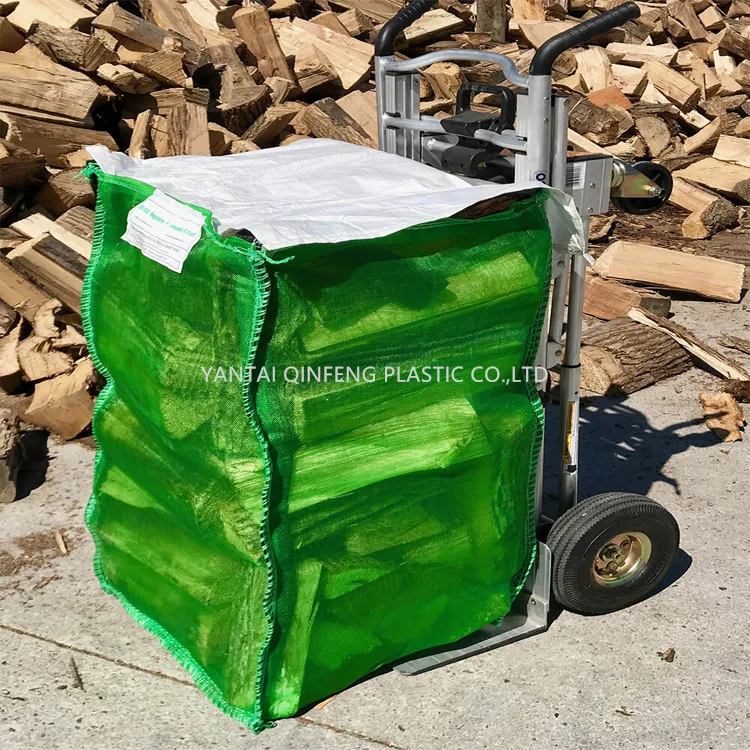 1m3 bag Ventilated Plastic Containers 2 cubic Meter FIBC Super Sack PP Mesh netbags for firewood packaging carry bags