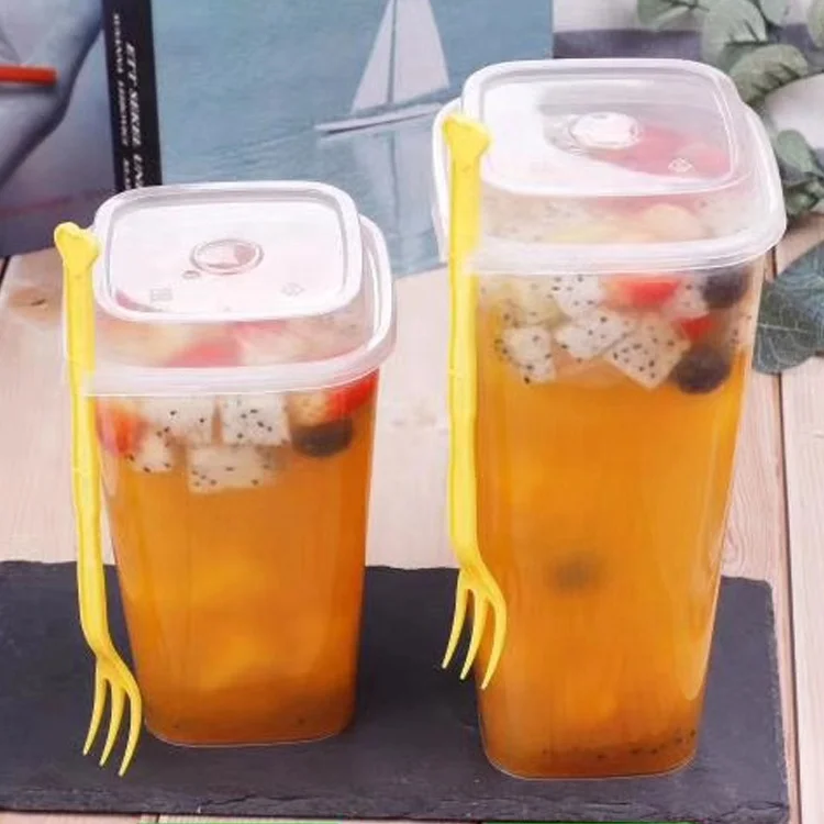 Креативные квадратные Пузырьковые чашки для молока и чая, литьевая форма, сильные настенные чашки для сока, одноразовые молочные чашки для чая с вилкой