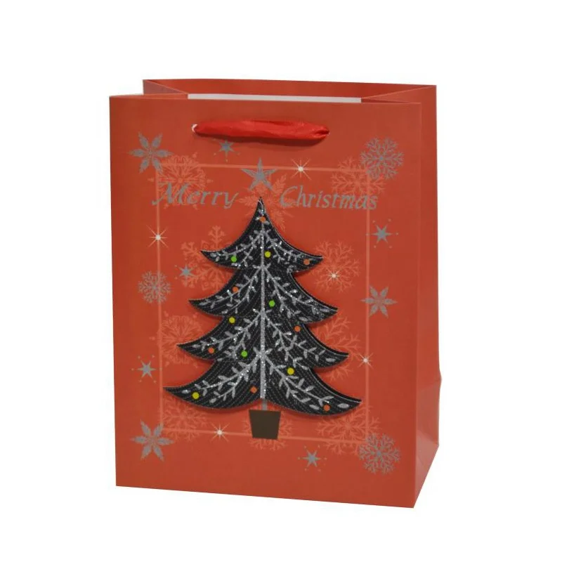 Free sample wholesale custom printing logo Christmas shopping bag party gift bags with handle