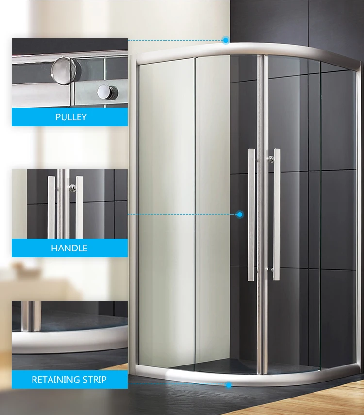 Customized Good Quality Simple Freestanding Rectangle Bathroom Waterproof Aluminum Framed Tempered Glass Shower Enclosure