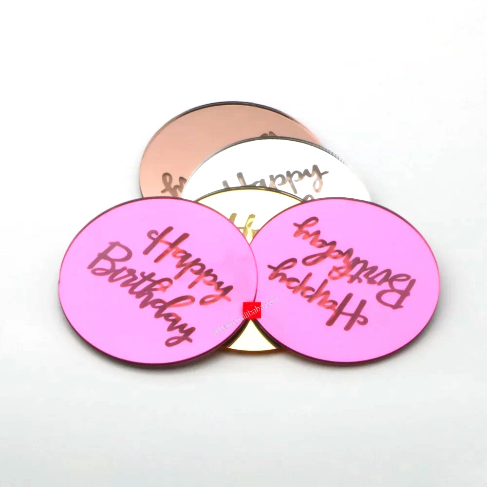 Акриловые дисковые подвески для торта зеркальные акриловые круглые с гравировкой на день рождения