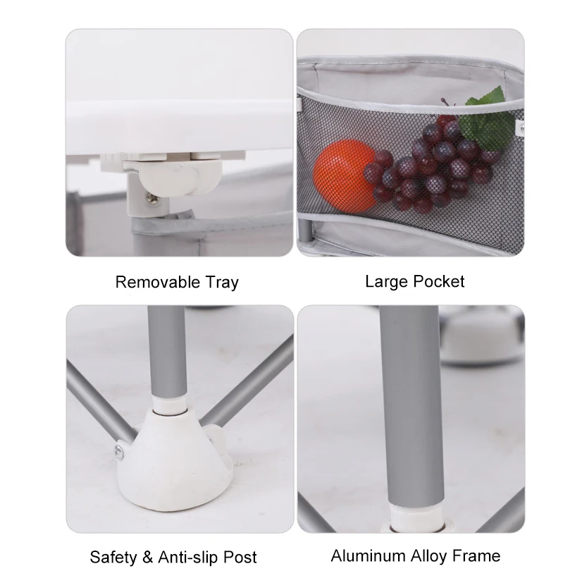 Pocket Snack Booster Seat -Grey Color Travel Booster Seat and Activity Chair with Removable Tray