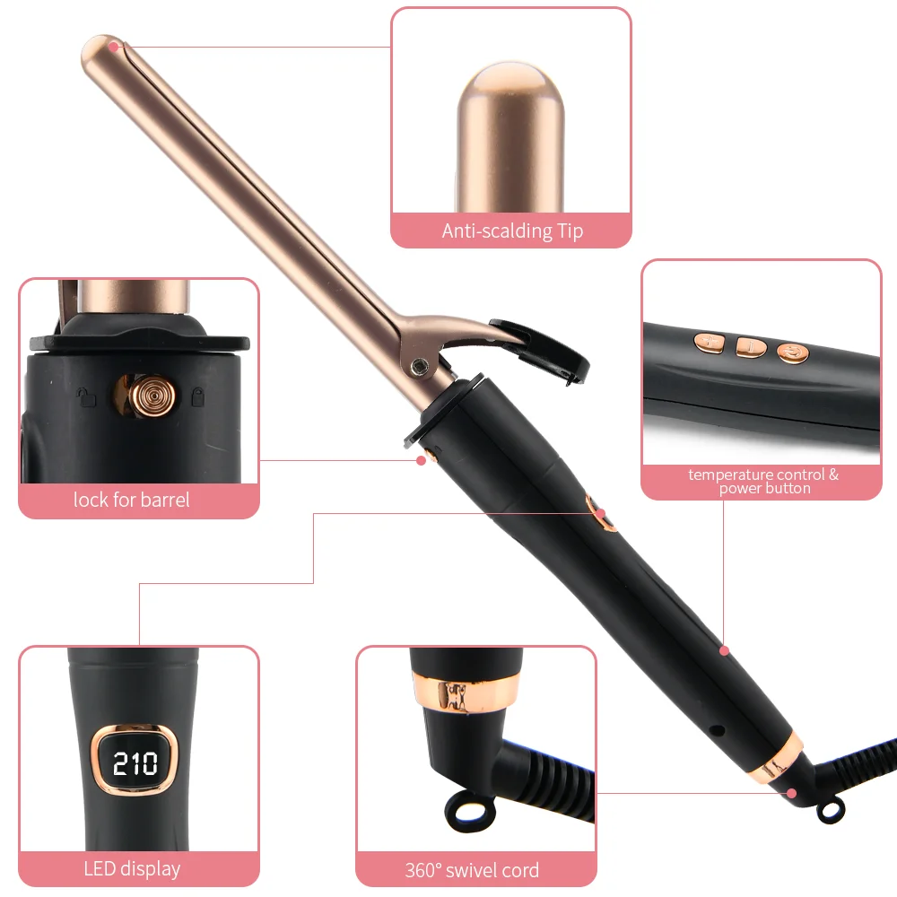 Pritech 5 In 1 Ceramic Coating Barrel Temperature Control Lcd Display New Hair Curler Machine