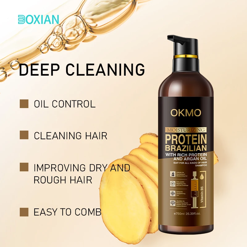 OKMO Best Moisturizing Oil control cleaning hair Smooth hair shampoo soft luster brazilian rich argan oil protein hair shampoo