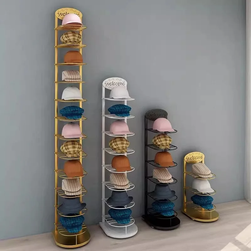 Retail Metal Floor Hat Display Storage Racks High Quality Hat Holder Display Stand