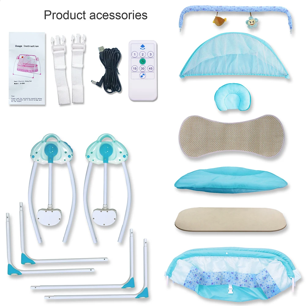 Foldable sleep mosquito net cradle rocking electric adjustable 1 year newborn toddler crib bassinet baby bed