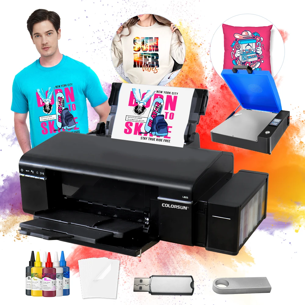 A4 Color Inkjet Printer transfer heat press Printer L805 CMYK Ink DIY T-shirt Printing Machine a4 dtf printer