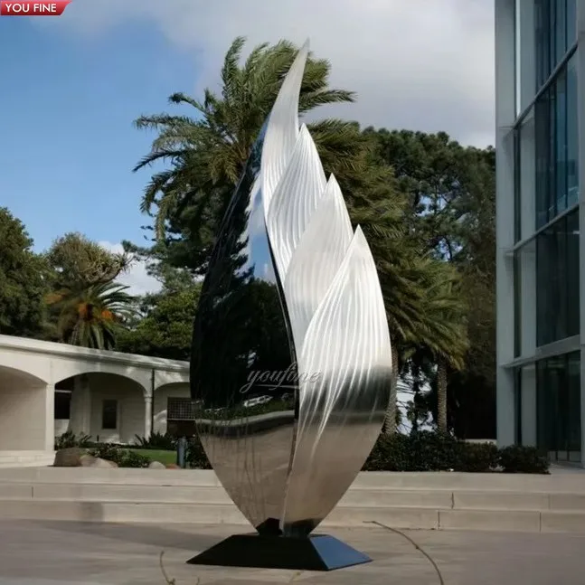Outdoor City Plaza Stainless Steel Abstract Flower Bud Statue