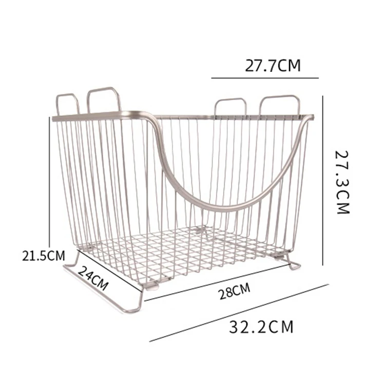 Decorative Rustic Rectangular Kitchen Cabinet Stacking Iron Wire Basket