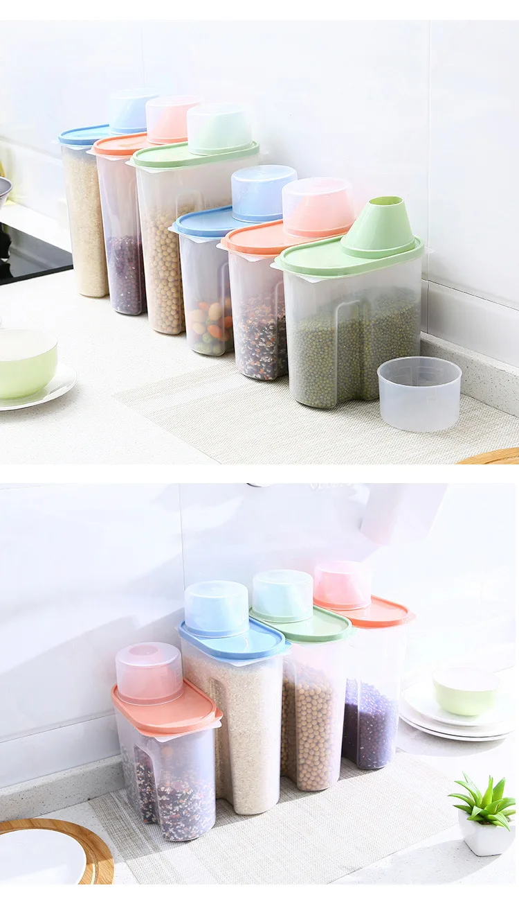 Transparent sealing storage jars  grains edible oil storage moisture-proof insect dust with scale miscellaneous food jar