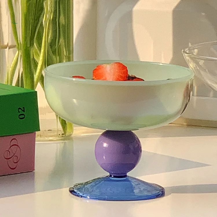 Custom 150ml 5 Oz Borosilicate Glass Ice Cream Cups Mini Trifle Footed Dessert Pudding Bowls for Dessert Sundae Ice Cream