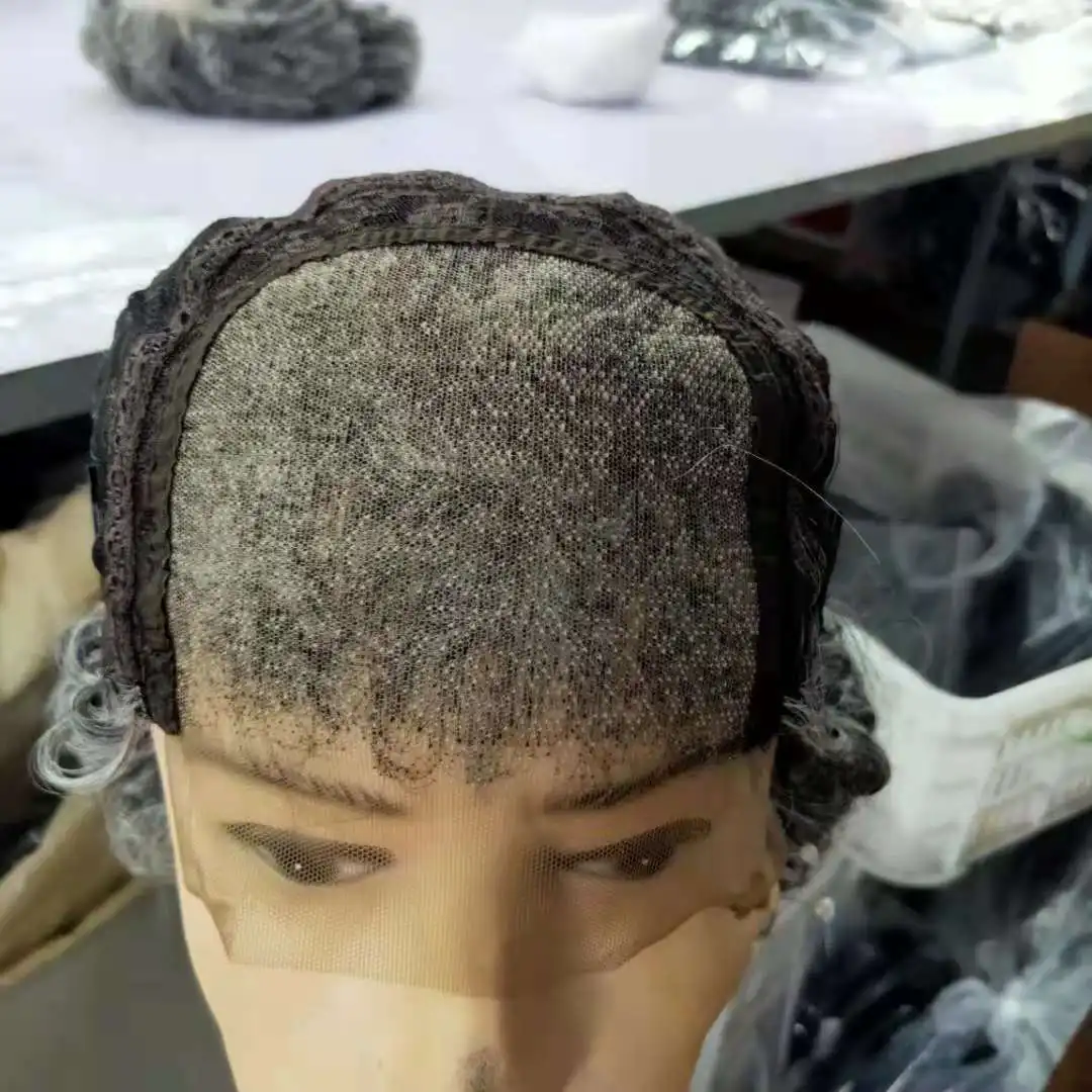 14 Inch Sliver Grey Short Colored brazilian hair Wig deep curly 150% Density cuticle aligned Hair 5*5 Hd Lace Closure Wig