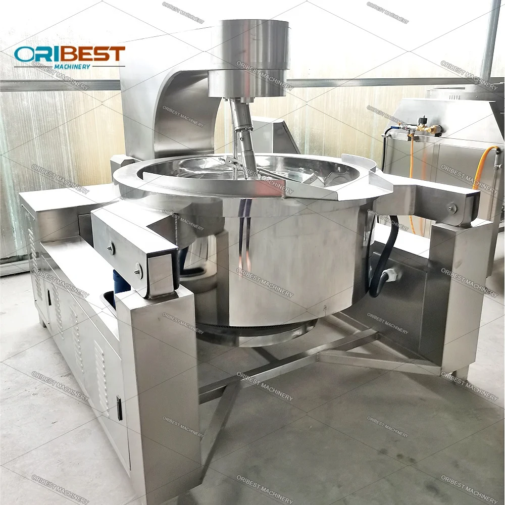 Automatic Paste Soup Double Jacket Cooking Kettle With Mixer Stainless Steel Vegetable Cooking Mixer Machine