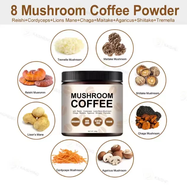 Wholesale Private Label oem odm mushroom mixed powder blend organic mushroom coffee powder complex