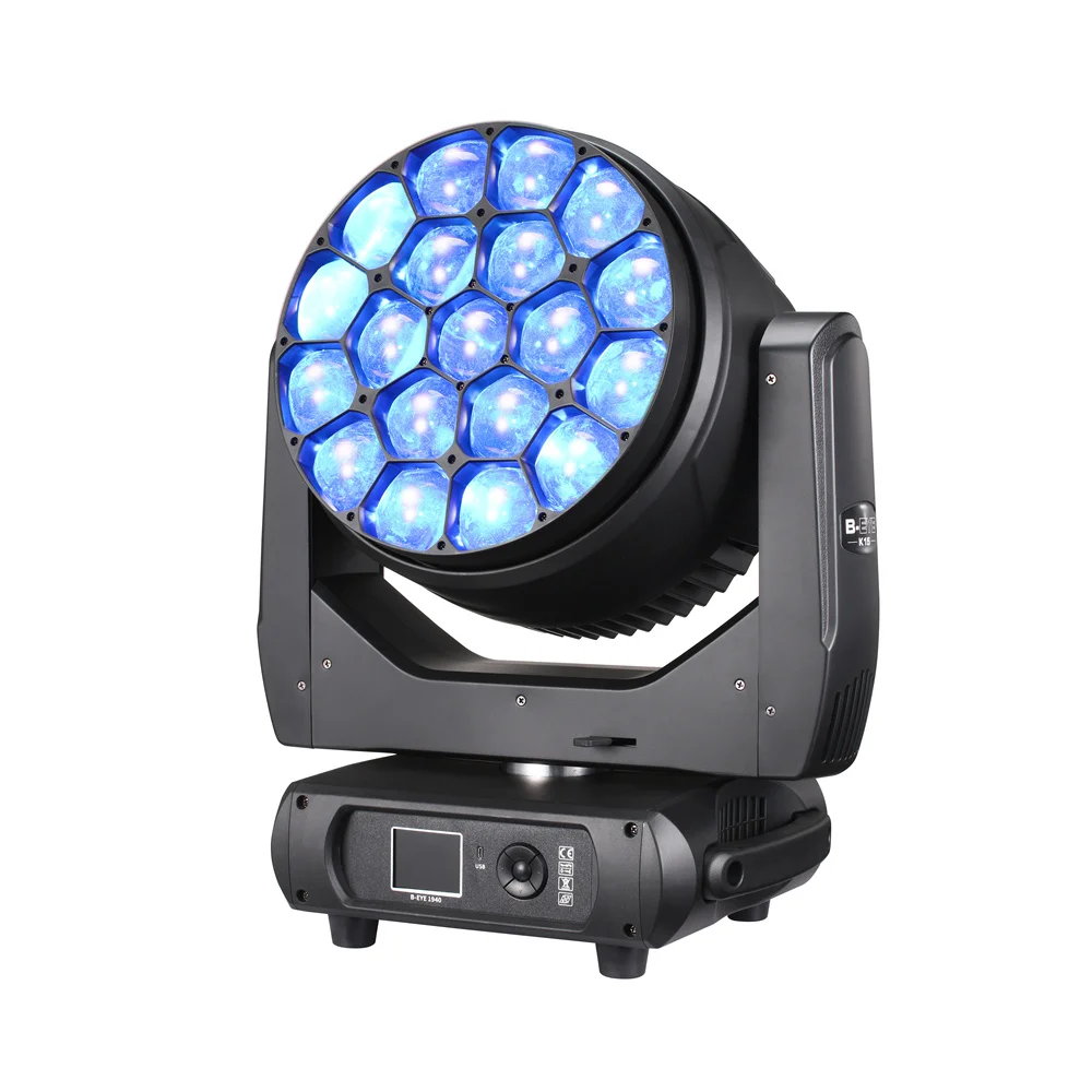 DJ Lighting Equipments 19x40w Rgbw 4in1 Bee Eye Led Moving Head Light Led Stage Light for Disco Luminous SHINE Lamp Power