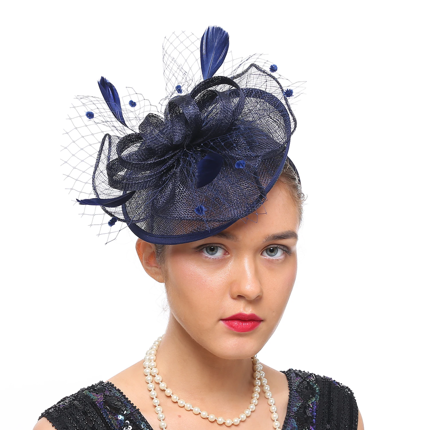 Premium Fashion Feather Fascinators Multicolour Flower Kentucky Derby Hats Sinamay Hat Bride Headband Athleisur Beanie Female