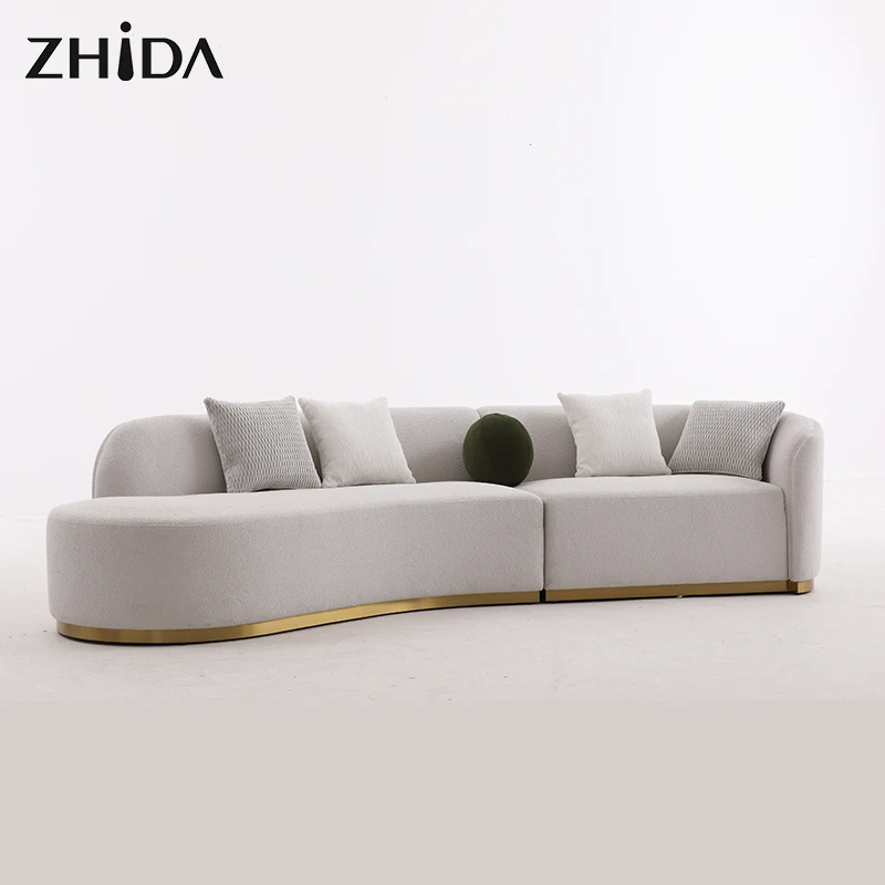 Italian Style Curved Sofa Luxury High-end Design Custom Home Furniture Living Room Sofas Fabric Sectional Sofa Set For Hotel