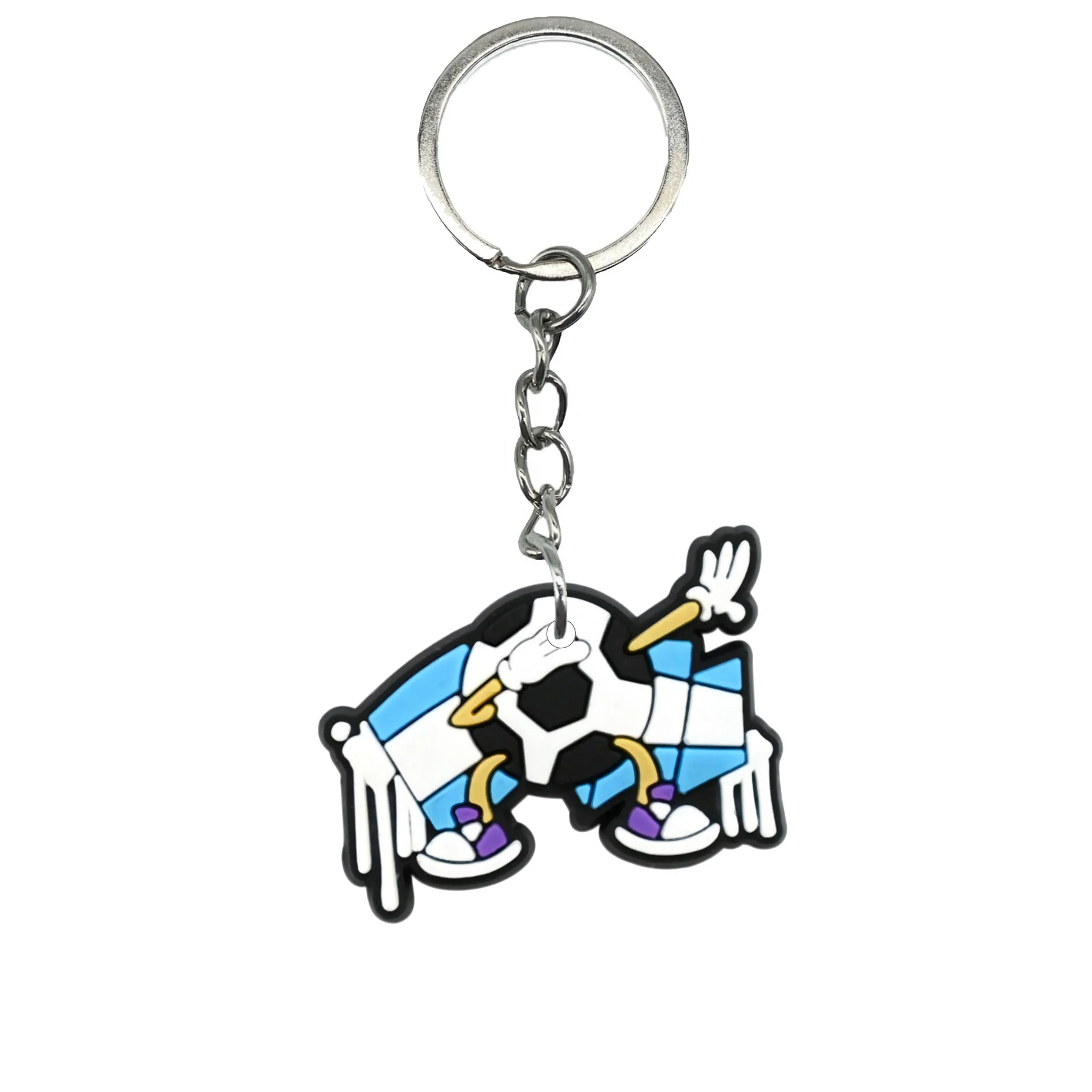 New Arrival 2D PVC Keychains Popular Cartoon Football & Metal Alloy Self-Defense Keychains from Argentina UV Printed Keychains