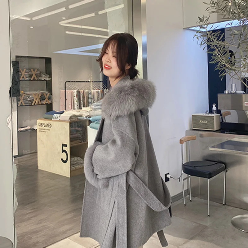 Winter new collar medium length women chinchilla coat faux fur