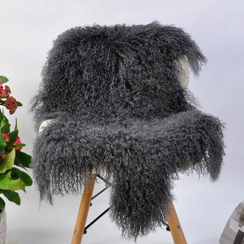 Natural Curly Fur Tibetan Sheep skin Fur Blankets Carpet Real Animal Fur