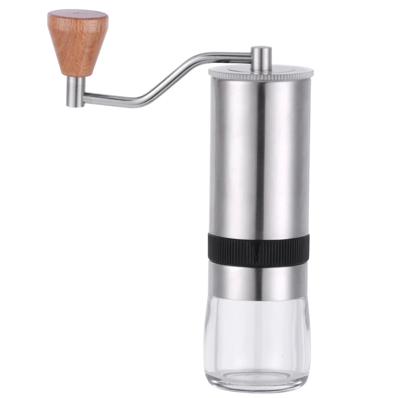 Portable Manual Coffee Grinder Conical Burr Mill & Brushed Stainless Steel Whole Bean Burr Coffee Grinder