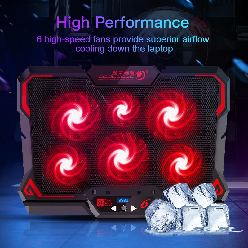 Professional Custom k38 Coolcold notebook computer thin six fan radiator 6 fan  cooling base for laptop