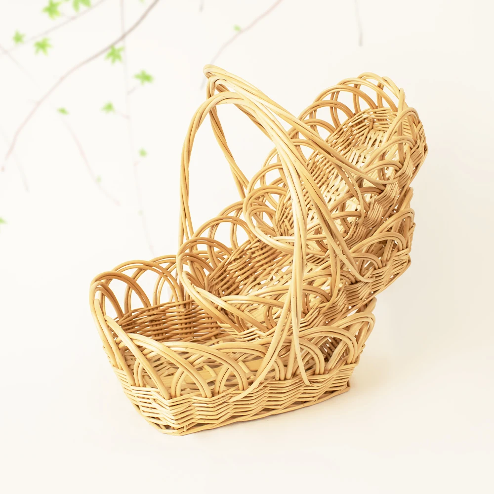 JY Wicker Flower Willow Basket for Storage Picnics Easter Organizing