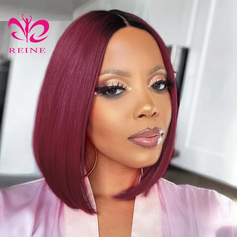 Ombre Bob Lace Frontal Wig  Brazilian Virgin  Vietnamese Hair wig Glueless Short Silky Straight Wig with Pre-plucked Hairline