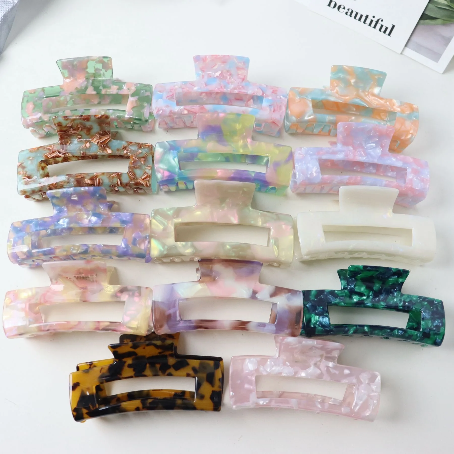 ins hot sale wholesale women hair clip acrylic acetate hair claw clip for thick hair