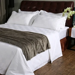 9cm check jacquard white bed sheet cotton fabric