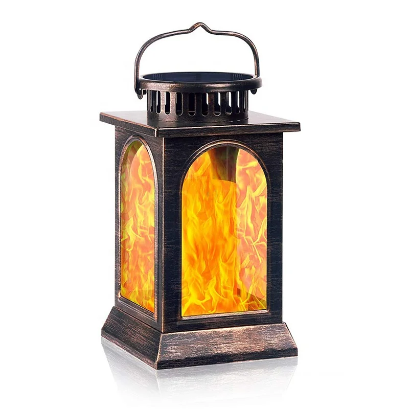 
2020 hot sale outdoor garden decoration solar lantern led light flame flickering dock lights 