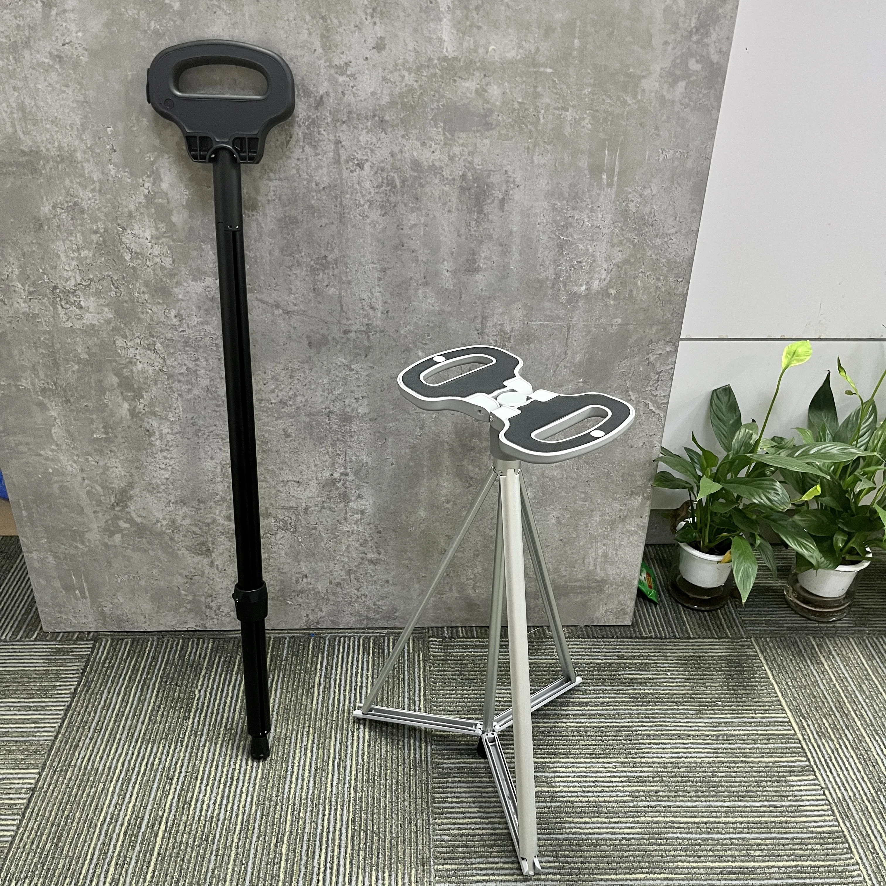 Fashion Walking Stick Aluminum Alloy Walking Stick With Seat Folding